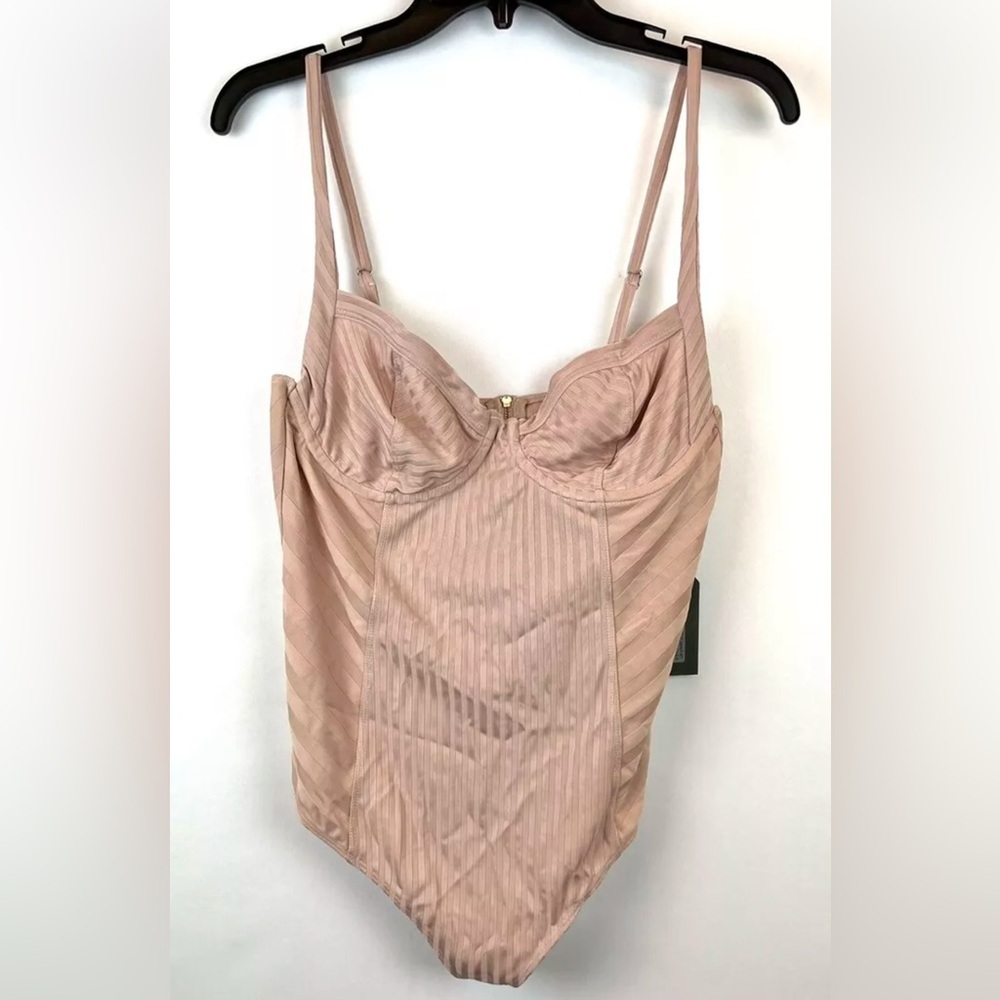 All Saints Women’s Yuni Rib Pink Underwire Bodysuit Size 8